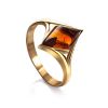 Chic Golden Ring With Baltic Amber The Colombina, Ring Size: 8 / 18, image 