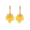 Botanical Style Golden Earrings With Natural Amber The Canada, image 