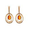 Cognac Amber Dangle Earrings In Gold The Ellas, image 