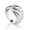 Glossy Silver Band Ring With Crystals, Ring Size: 8.5 / 18.5, image 