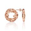 Textured Rose Gold Plated Silver Round Earrings The Liquid, image 