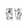 Stunning Textured Silver Earrings With Crystals, image 