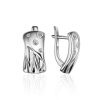 Sleek Silver Earrings With Crystals, image 