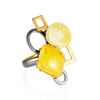 Adjustable Cocktail Ring With Bold Amber Stones The Picasso, Ring Size: Adjustable, image 