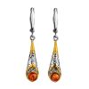 Voluptuous Gold Plated Silver Dangles With Amber The Roxanne, image 