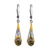 Filigree Gold Plated Dangles With Green Amber The Roxanne, image 