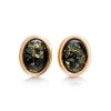 Oval Gold Plated Silver Amber Earrings The Goji, image 