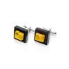 Geometric Wooden Cufflinks With Amber The Indonesia, image 