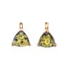Casual Style Gold Plated Silver Earrings With Green Amber The Etude, image 