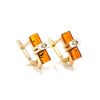 Trendy Gold Plated Earrings With Amber And Crystals The Scandinavia, image 