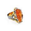 Gold-Plated Cocktail Ring With Cognac Amber The Triumph, Ring Size: Adjustable, image 
