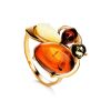 Multicolor Amber Ring In Gold-Plated Silver The Symphony, Ring Size: 13 / 22, image 