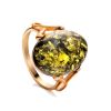 Green Amber Ring In Gold-Plated Silver The Napoli, Ring Size: 13 / 22, image 