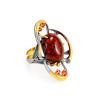 Adjustable Gold-Plated Ring With Cognac Amber And Crystals The Pompadour, Ring Size: Adjustable, image 