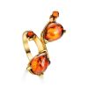 Bright Gold-Plated Ring With Cognac Amber The Symphony, Ring Size: 10 / 20, image 