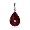 Drop Shaped Silver Enamel Pendant With Diamond Centerpiece The Heritage, image 
