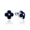 Silver Enamel Stud Earrings With Diamonds The Heritage, image 