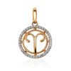 Chic Golden Aries Sign Pendant With Crystals, image 