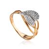 Leaf Motif Gold Crystal Ring, Ring Size: 7 / 17.5, image 