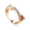 Futuristic Style Golden Ring With Crystal Row, Ring Size: 6 / 16.5, image 