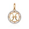 Chic Golden Pisces Sign Pendant With Crystals, image 