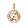 Golden Cancer Sign Pendant With Crystals, image 
