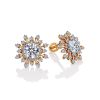 Snowflake Design Golden Earrings With Crystals, image 