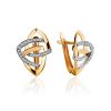 Statement Golden Earrings With Crystals, image 