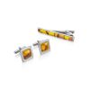 Amber Cufflinks And Tie Bar Set, image 