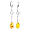 Chic Silver Amber With Inclusions Chain Earrings The Clio, image 