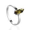 Minimalist Design Silver Amber Ring, Ring Size: 10 / 20, image 