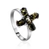 Stylish Cross Motif Silver Amber Ring The Supreme, Ring Size: 5.5 / 16, image 