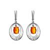 Elegant Silver Amber Dangle Earrings The Ellas, image 