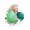 Boho Chic Silver Ring With Multicolor Stones Bella Terra, Ring Size: 9 / 19, image 