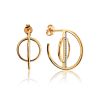 Trendy Geometric Golden Earrings With Crystals, image 