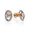 Bright Gold Crystal Stud Earrings, image 