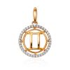 Round Golden Gemini Sign Pendant With Crystals, image 