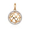 Round Golden Aquarius Sign Pendant, image 