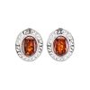 Geometric Design Silver Amber Earrings The Ellas, image 