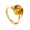 Trendy Golden Ring With Round Citrine Centerpiece, Ring Size: 6.5 / 17, image 