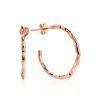 Delicate 18ct Rose Gold on Sterling Silver Hammered Hoop Earrings The Liquid, image 