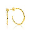 Delicate 18ct Gold on Sterling Silver Hammered Hoop Earrings The Liquid, image 