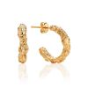 Chunky Rose Gold Plated Silver ​Textured Hoop Earrings The Liquid, image 