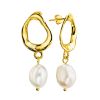 Pearl Drop Earrings in Hammered 18ct Gold on Sterling Silver ​The Palazzo, image 