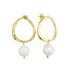 Gold Plated Silver Earrings With Pearl Dangles The Palazzo, image 