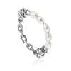 Link Band Silver Ring With Pearl The Palazzo, Ring Size: 6.5 / 17, image 