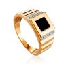 Geometric Golden Signet Ring With Crystals, Ring Size: 11.5 / 21, image 