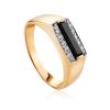 Stylish Unisex Gold Onyx Ring, Ring Size: 10 / 20, image 