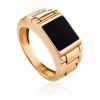 Unisex Gold Ring With Black Enamel, Ring Size: 10 / 20, image 