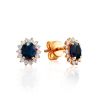 Diamond Sapphire Golden Stud Earrings, image 